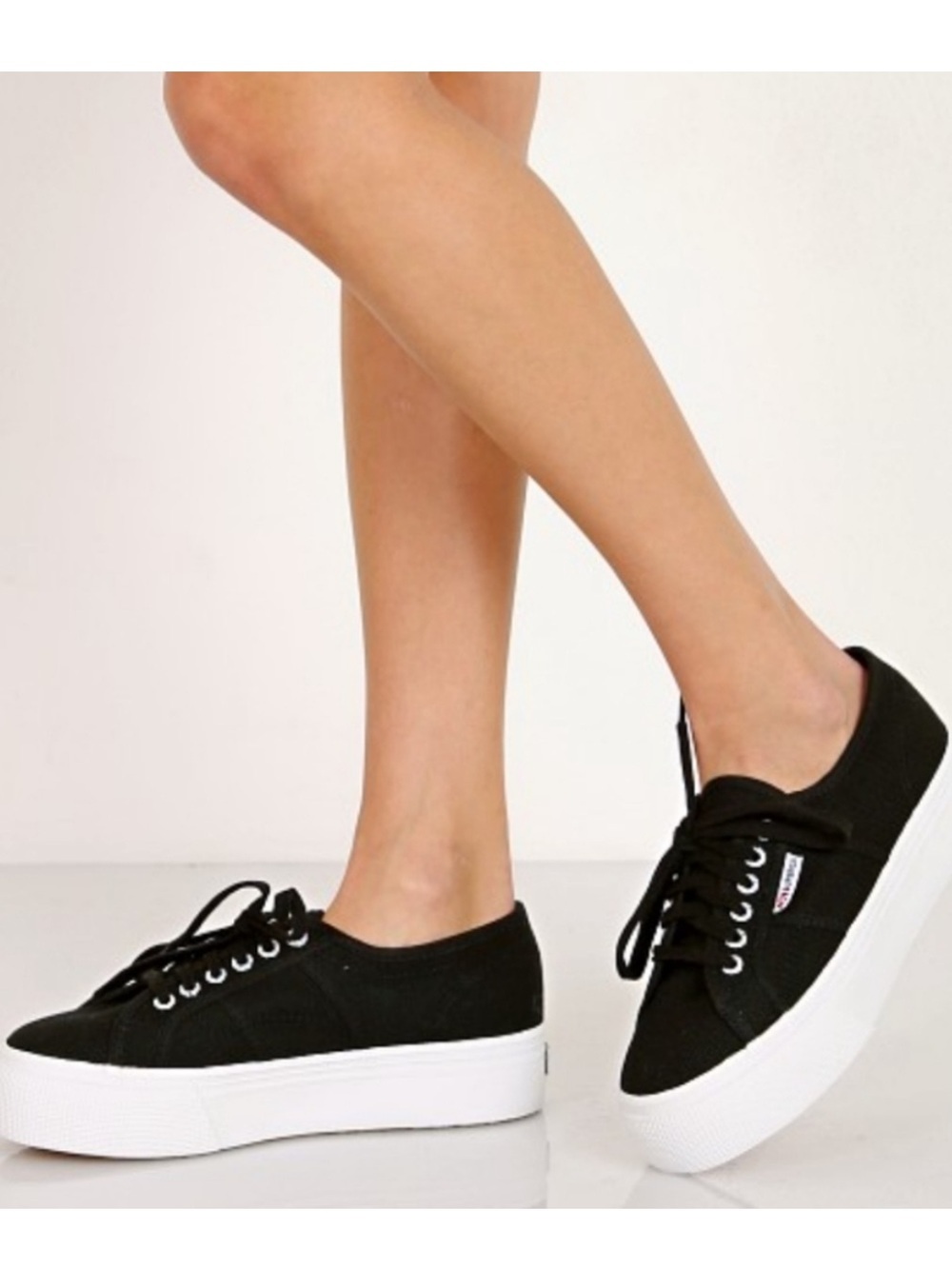 SUPERGA 2740 Platform Sneakers in Black Avorio